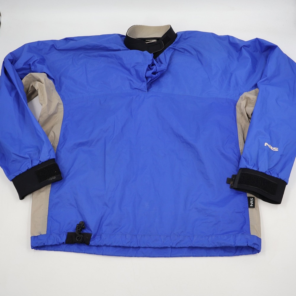 NRS Paddling Jacket Unisex Large Blue Tan Nylon Pullover Water Sports Gear